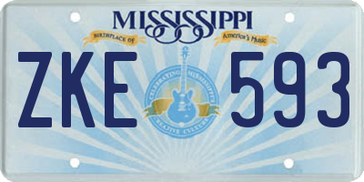 MS license plate ZKE593