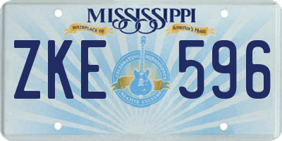 MS license plate ZKE596