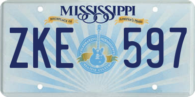 MS license plate ZKE597