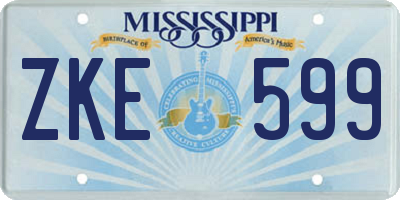 MS license plate ZKE599