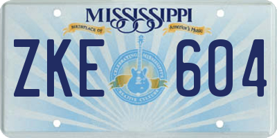 MS license plate ZKE604