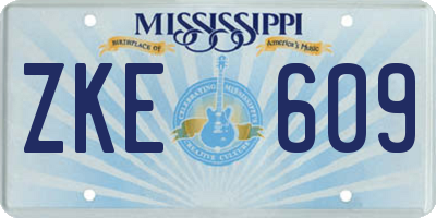 MS license plate ZKE609