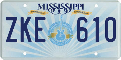 MS license plate ZKE610
