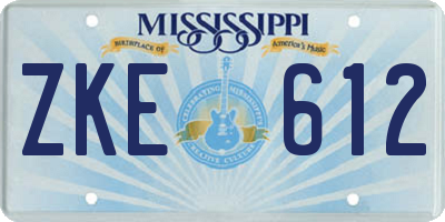 MS license plate ZKE612