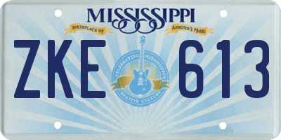 MS license plate ZKE613