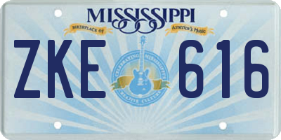 MS license plate ZKE616