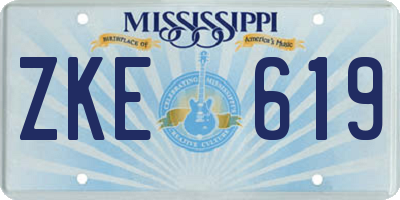 MS license plate ZKE619