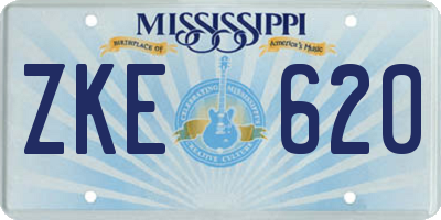 MS license plate ZKE620