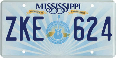 MS license plate ZKE624