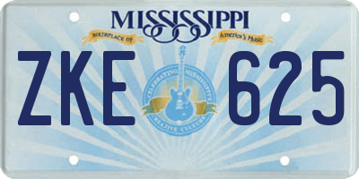 MS license plate ZKE625