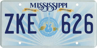 MS license plate ZKE626