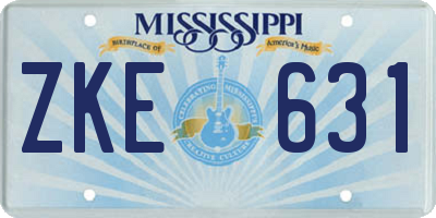 MS license plate ZKE631