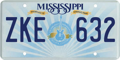 MS license plate ZKE632