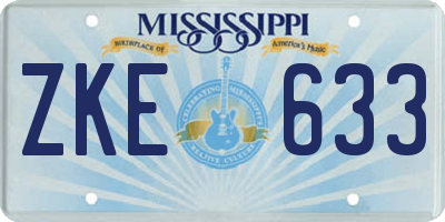 MS license plate ZKE633