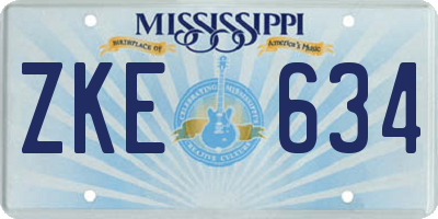 MS license plate ZKE634