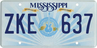 MS license plate ZKE637