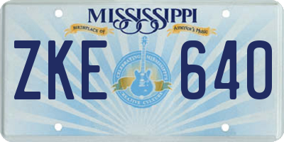 MS license plate ZKE640