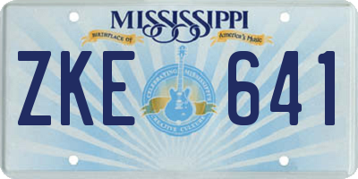 MS license plate ZKE641