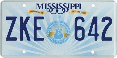 MS license plate ZKE642