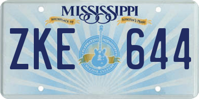 MS license plate ZKE644