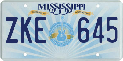 MS license plate ZKE645