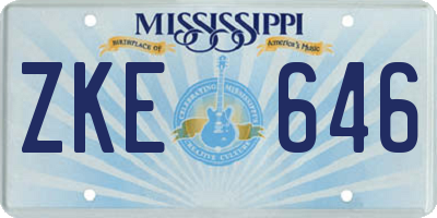 MS license plate ZKE646