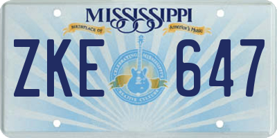 MS license plate ZKE647