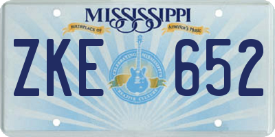 MS license plate ZKE652