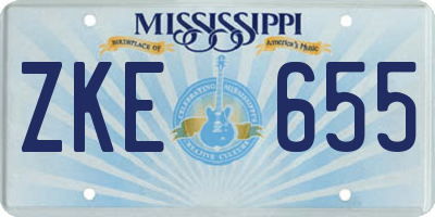 MS license plate ZKE655
