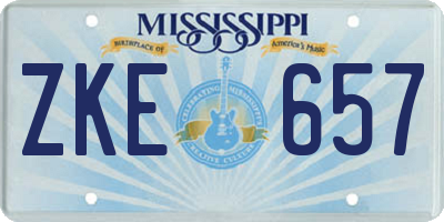 MS license plate ZKE657