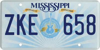 MS license plate ZKE658