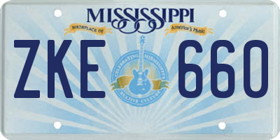 MS license plate ZKE660