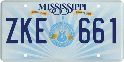 MS license plate ZKE661