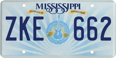 MS license plate ZKE662