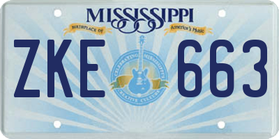 MS license plate ZKE663