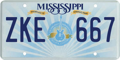 MS license plate ZKE667
