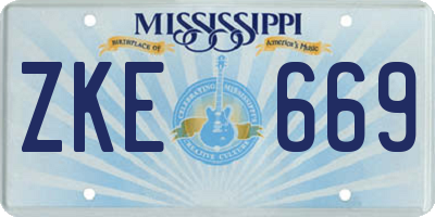 MS license plate ZKE669