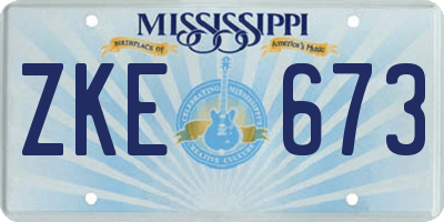 MS license plate ZKE673