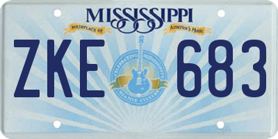 MS license plate ZKE683
