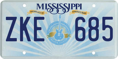 MS license plate ZKE685
