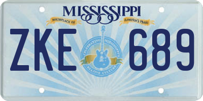 MS license plate ZKE689