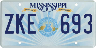 MS license plate ZKE693