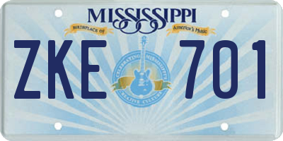 MS license plate ZKE701