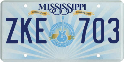 MS license plate ZKE703