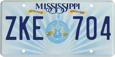 MS license plate ZKE704