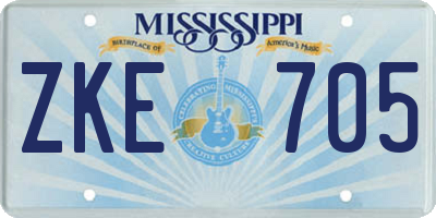 MS license plate ZKE705