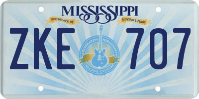 MS license plate ZKE707