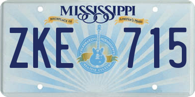 MS license plate ZKE715