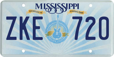 MS license plate ZKE720