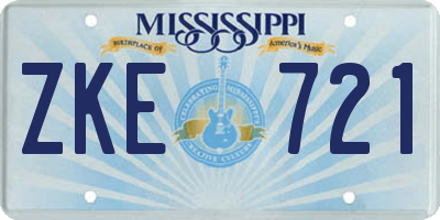 MS license plate ZKE721